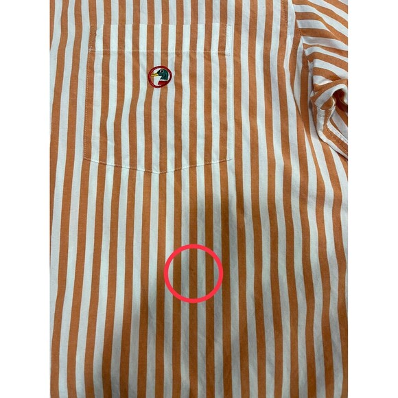 Vintage Duck Head Men's Orange Stripe Button Down Shirt Size XL (23" pit to pit) - Picture 6 of 10